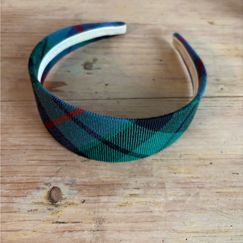J. Crew Tartan Plaid Padded Headband - Green & Navy